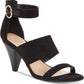 INC International Concepts Women's Cushioned Ankle Strap Buckle Accent Gavi Almond Toe Cone Heel Zip up Dress Sandals Black Size 7 M