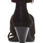 INC International Concepts Women's Cushioned Ankle Strap Buckle Accent Gavi Almond Toe Cone Heel Zip up Dress Sandals Black Size 7 M
