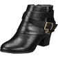 Thalia Sodi Women's Cushioned Comfort Buckle Accent Zipper Accent Tully Round Toe Block Heel Zip up Booties Black Size 9.5M