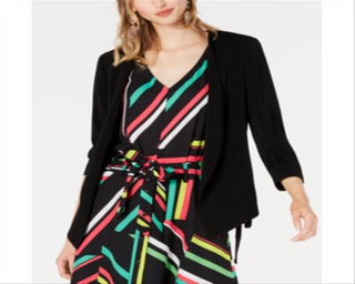 Bar III Women's Open Front Tie Side Jacket Black Size Large