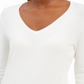 JM Collection Women's Button Cuff V Neck Pullover Sweater White Size Small