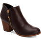 Style & Co Women's Notched at Sides Zipper Accent Masrinaa Almond Toe Block Heel Zip up Booties Brown Size 7.5 M