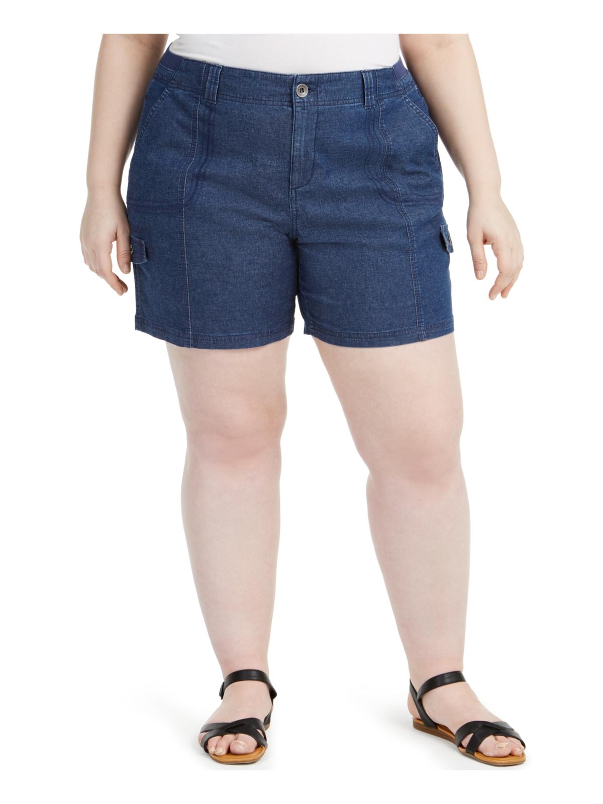 Style & Co Women's Plus Chambray Shorts Blue Size 16W