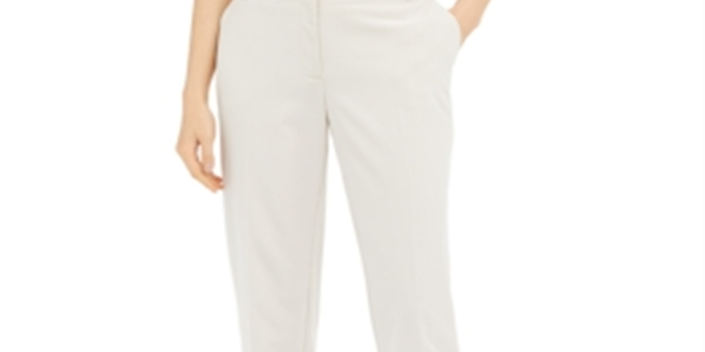 Alfani Women's Slim Fit Tummy Control Trouser Pants Beige Size 4