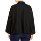 Eileen Fisher Womens Black Pocketed Long Sleeve Open Front Wear to Work Blazer Jacket Plus 1X