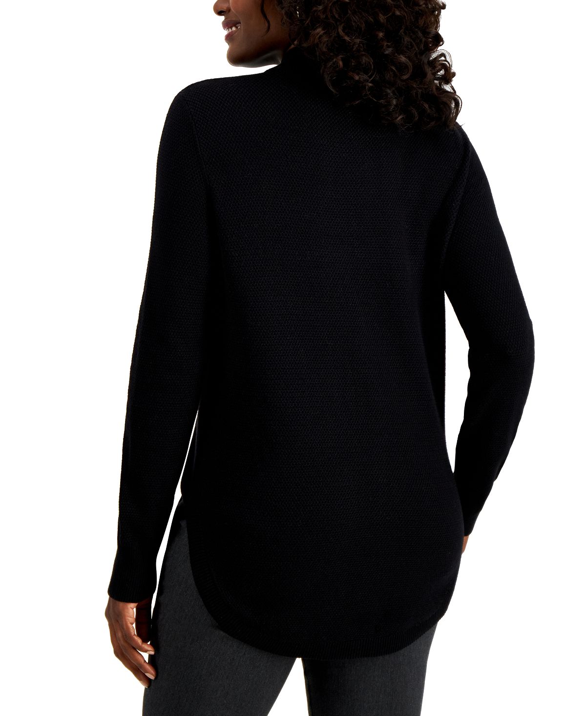 JM Collection Women's Mock Neck Round Hem Sweater  Cream  Size X-Small