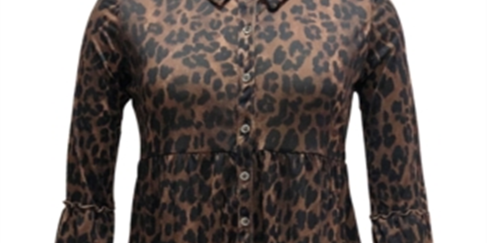 Style & Co Women's Animal Print Tunic Brown Size Medium