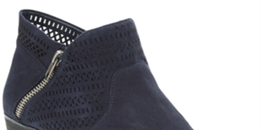 American Rag Womens Navy Perforated Padded Abby Round Toe Block Heel Booties 7 W