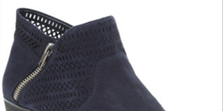 American Rag Womens Navy Perforated Padded Abby Round Toe Block Heel Booties 7 W