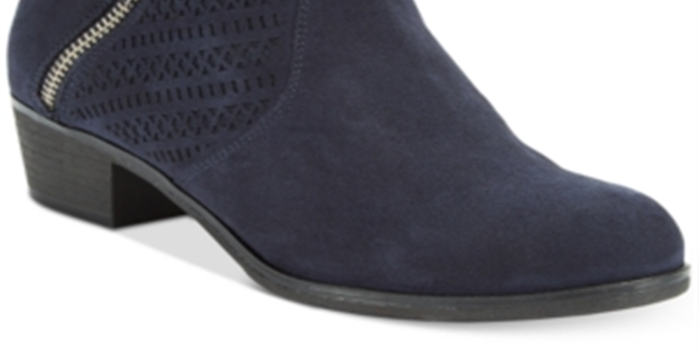 American Rag Womens Navy Perforated Padded Abby Round Toe Block Heel Booties 7 W