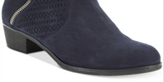 American Rag Womens Navy Perforated Padded Abby Round Toe Block Heel Booties 7 W