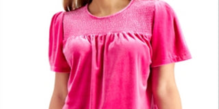 Charter Club Women's Velvet Short Sleeve Top Black Size Large