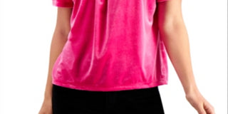 Charter Club Women's Velvet Short Sleeve Top Black Size Large