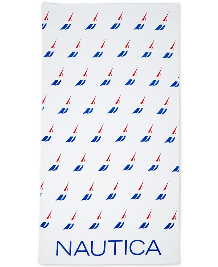 Nautica Men's J Class Beach Towel White Size 35in x 66in