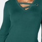 JM Collection Women's Grommet Trim V Neck Top Green Size Large