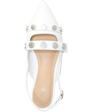 Bar III Women's Studded Padded Josee Pointed Toe Block Heel Buckle Mules White Size 7 M