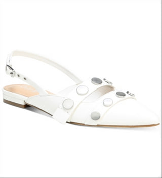 Bar III Women's Studded Padded Josee Pointed Toe Block Heel Buckle Mules White Size 7 M