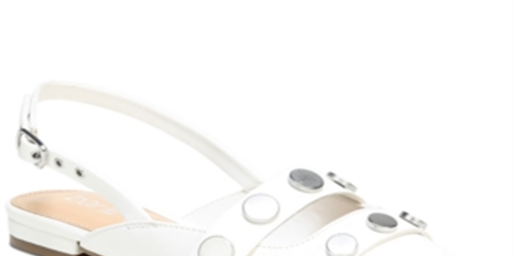 Bar III Women's Studded Padded Josee Pointed Toe Block Heel Buckle Mules White Size 7 M