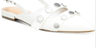 Bar III Women's Studded Padded Josee Pointed Toe Block Heel Buckle Mules White Size 7 M