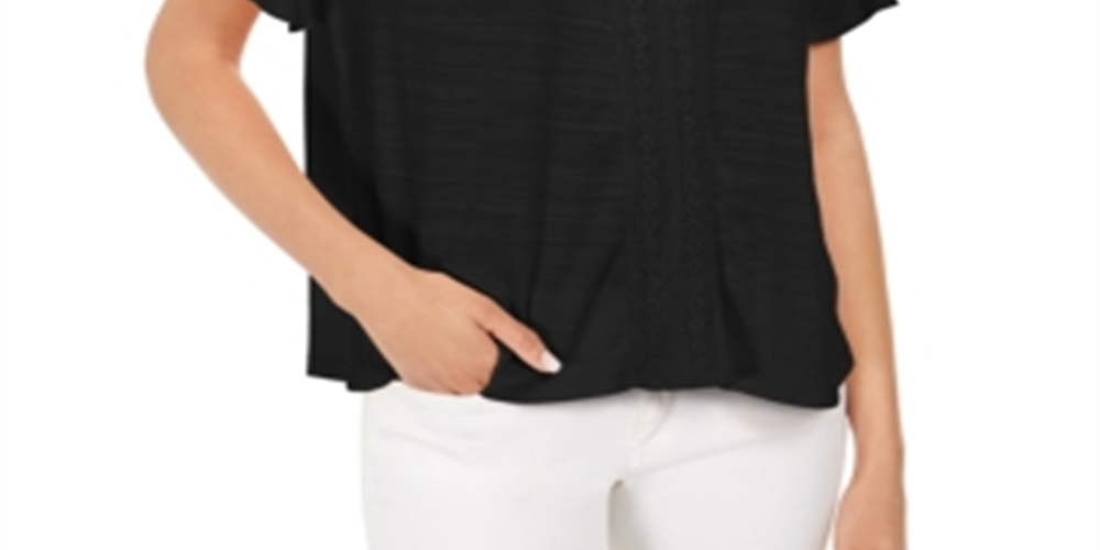 Style & Co Women's Crochet Top Black Size Medium