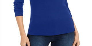 Charter Club Women's Pima Turtleneck Top Blue Size Small