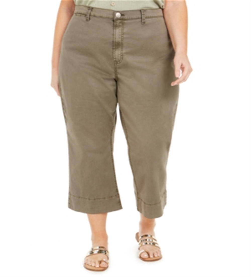 Celebrity Pink Women's Plus Montauk Cropped Pants Green Size 24W