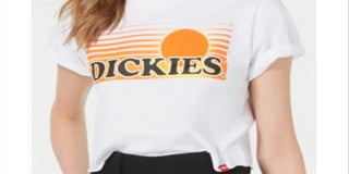 Dickies Women's New Logo Graphic Short Sleeve T-Shirt White Size Medium