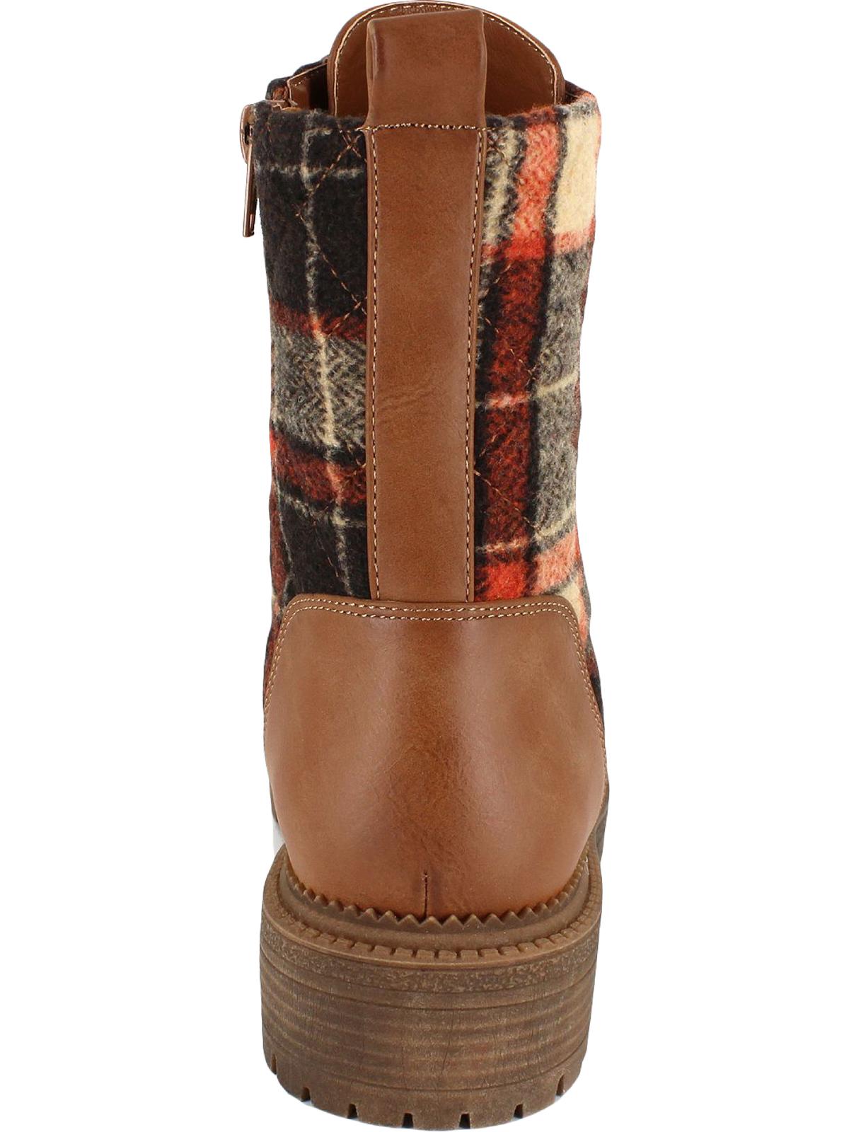 Rock & Candy Women's MAX Faux-Leather Combat Ankle Boots Brown Size 8.5 M