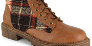 Rock & Candy Women's MAX Faux-Leather Combat Ankle Boots Brown Size 8.5 M