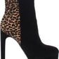 Guess Women's Animal Print 1 Platform Almond Toe Stiletto Zip up Dress Booties Black Size 8.5 M
