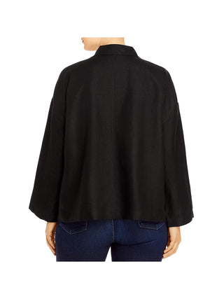 Eileen Fisher Womens Plus Linen Blend Slub Blazer Black Size 2X