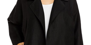 Eileen Fisher Womens Plus Linen Blend Slub Blazer Black Size 2X