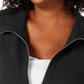 Karen Scott Women's Plus Casual Knit Zip Front Jacket Black Size 1X