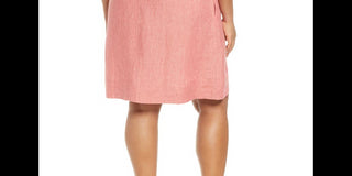 Eileen Fisher Plus Organic Linen Mandarin Collar Dress Pink Size 2X