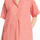 Eileen Fisher Plus Organic Linen Mandarin Collar Dress Pink Size 2X