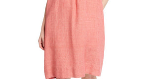 Eileen Fisher Plus Organic Linen Mandarin Collar Dress Pink Size 2X