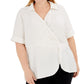 Alfani Women's Short Sleeve Top White Size 0X