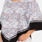 Alfani Women's Printed 3/4 Sleeve Jewel Neck Blouse Wear to Work Top Blue Size Petite Small