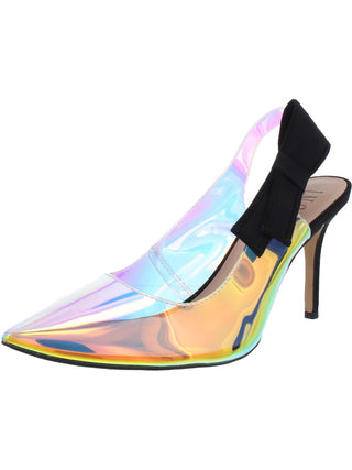 INC Women's Coletta 3 Faux Suede Pointed Toe Slingback Heels Black Size 6M