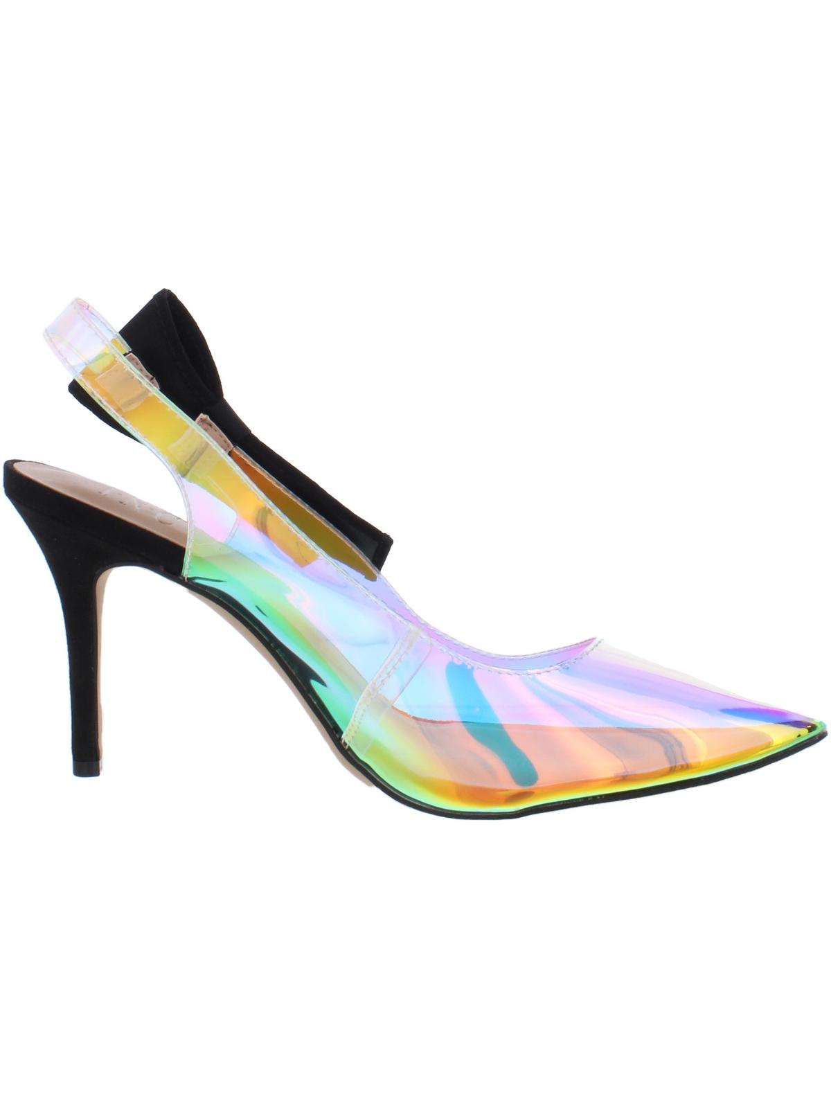 INC Women's Coletta 3 Faux Suede Pointed Toe Slingback Heels Black Size 6M