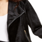 Calvin Klein Women's Faux Leather Trim Flyaway Jacket Black Size M