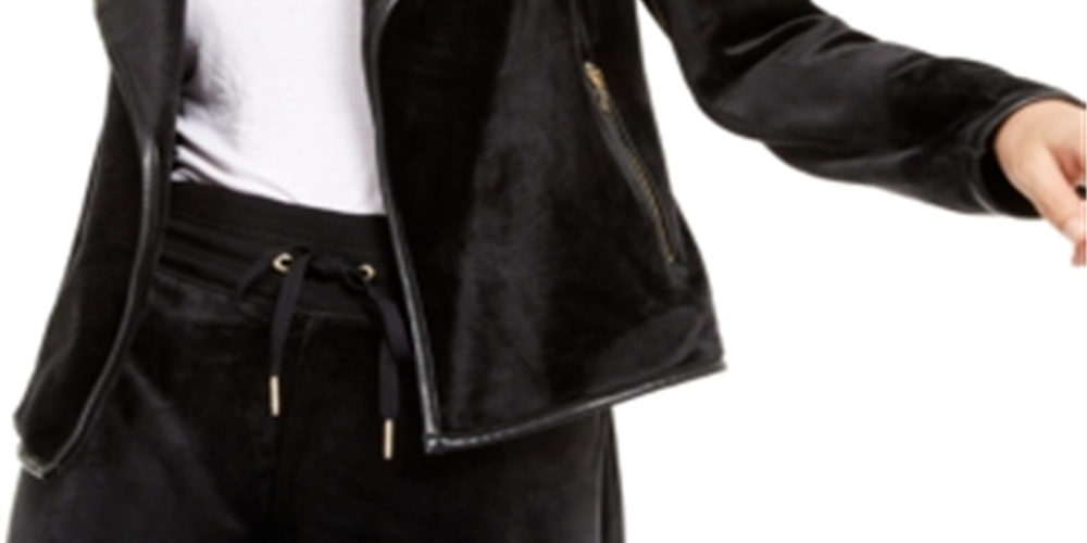 Calvin Klein Women's Faux Leather Trim Flyaway Jacket Black Size M