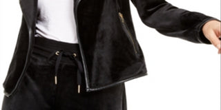 Calvin Klein Women's Faux Leather Trim Flyaway Jacket Black Size M