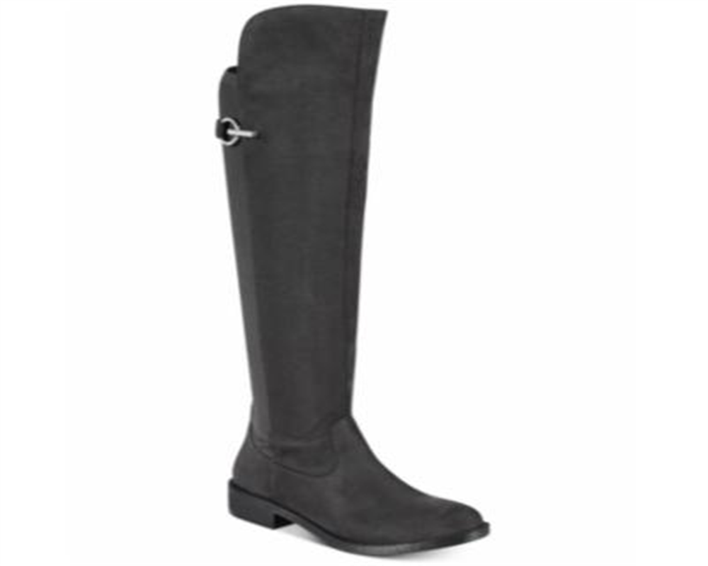 Rebel By Zigi Women's Onley Leather Round Toe Knee High Fashion Boots Gray Size 6 M