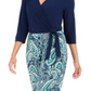 NY Collection Women's Printed Surplice Jumpsuit Green Size Petite Small