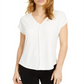 Bar III Women's V Neck Seamed T-Shirt White Size Large