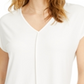 Bar III Women's V Neck Seamed T-Shirt White Size Large