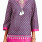 Charter Club Women's Blouse Split Neck Tassel Tunic Pink Size Medium