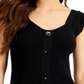 INC International Concepts Women's Beaded Cap Sleeve Jewel Neck Crop Top Sweater Black Size Small