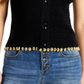 INC International Concepts Women's Beaded Cap Sleeve Jewel Neck Crop Top Sweater Black Size Small